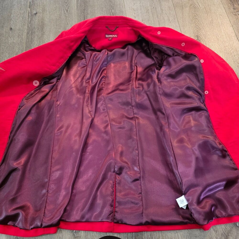 MERONA Red Womens Belted Trench Coat Midi Size S NWT Y2K Sleek Career - Picture 5 of 6